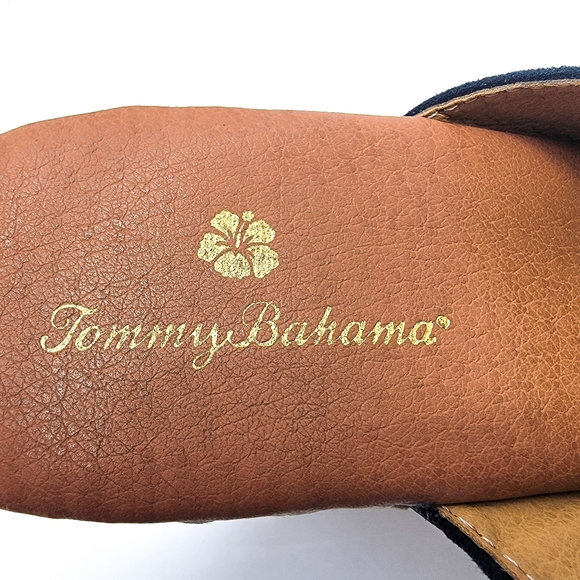 Tommy Bahama Stacey Womens Sz.7 Navy Wedge Peep Toe Slip On Heels Sandal - Picture 8 of 9